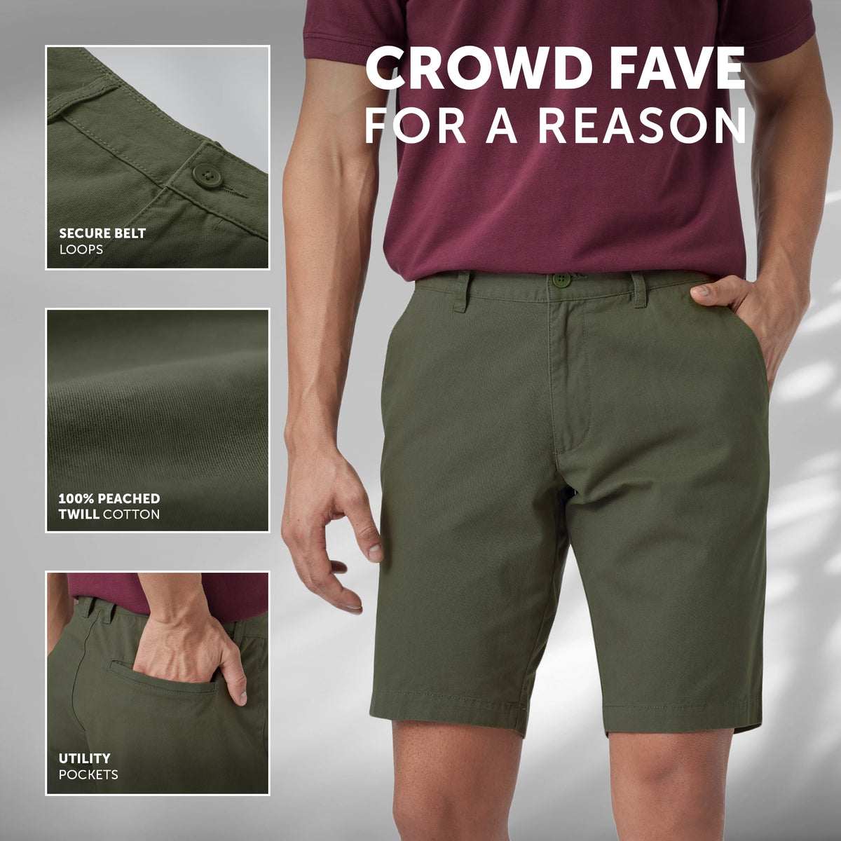 Element Cotton Chinos Shorts For Men Olive Green