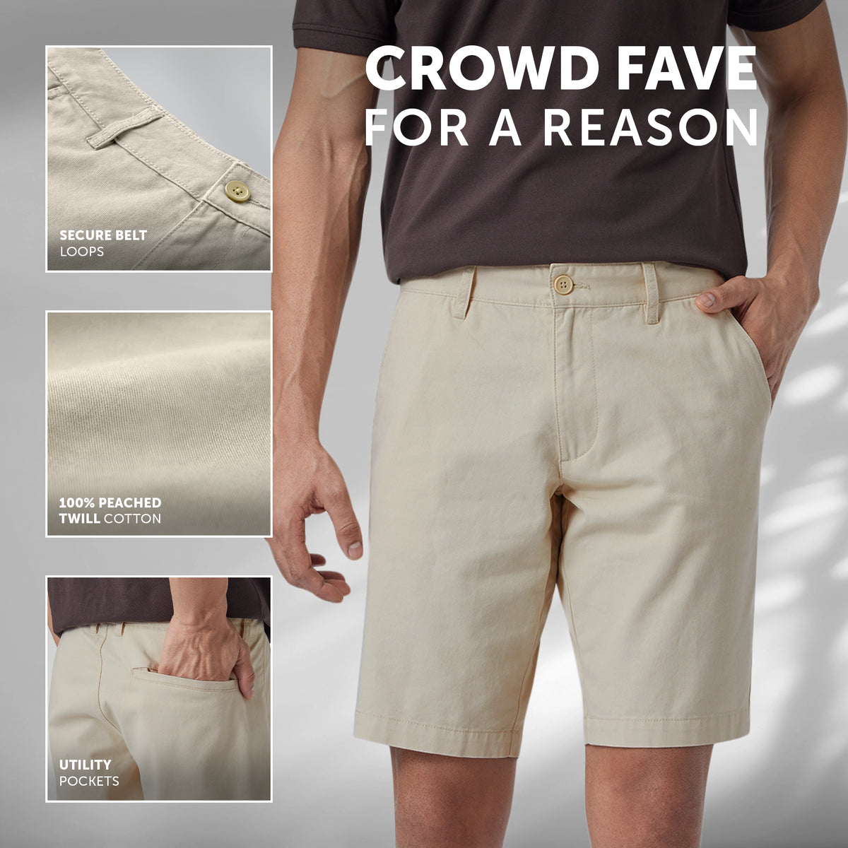 Element Cotton Chinos Shorts For Men Latte Brown