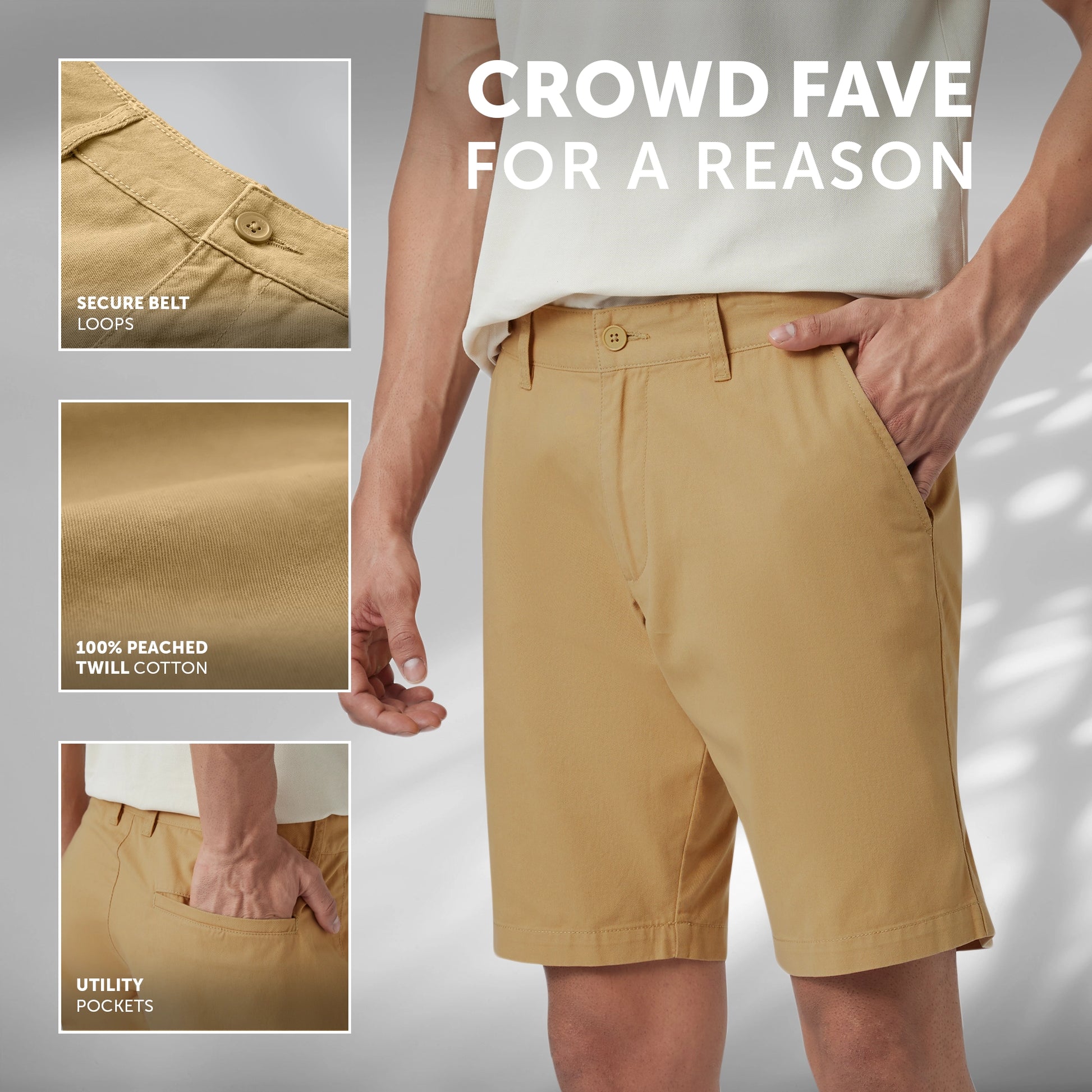 Element Cotton Chinos Shorts For Men Sand Brown