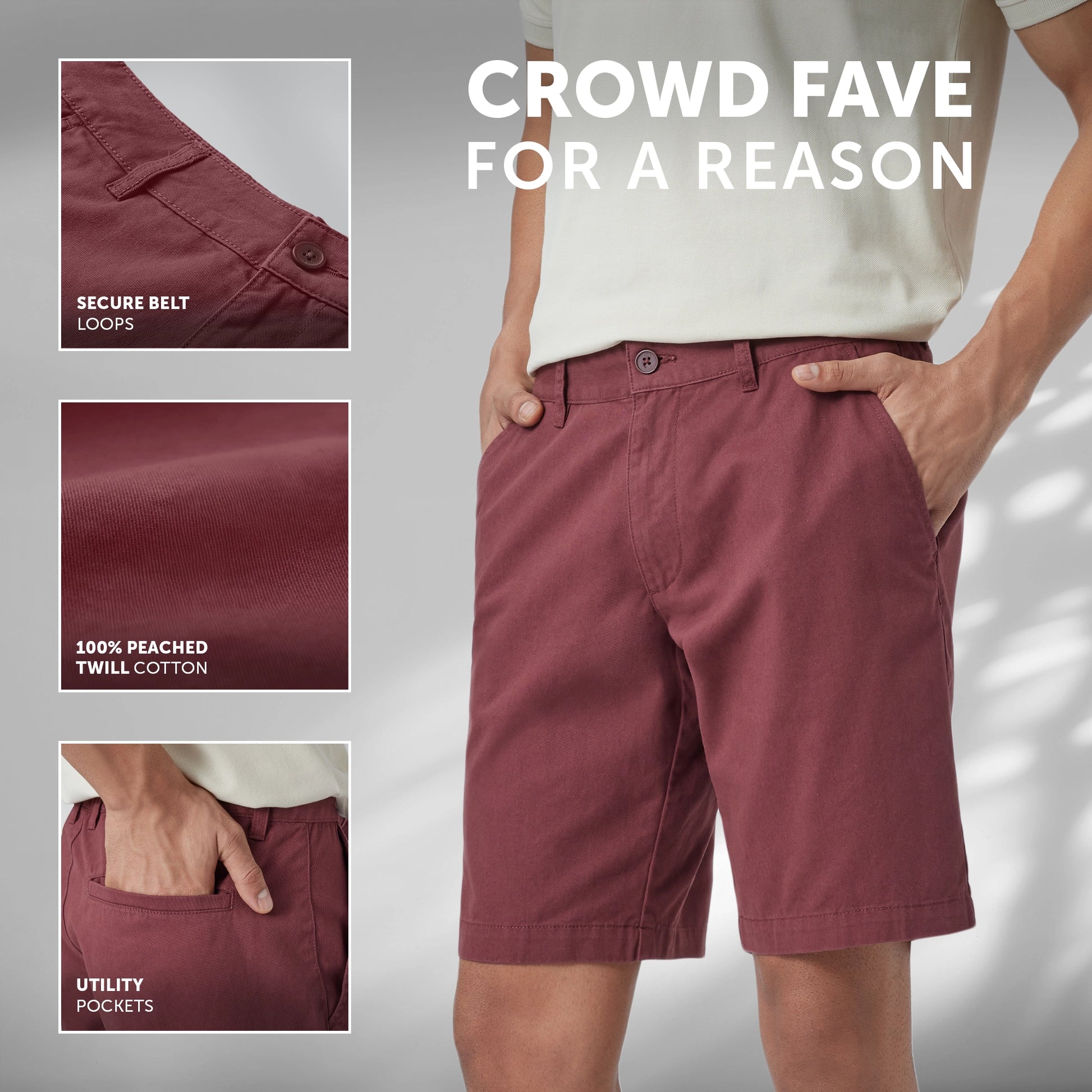 Element Cotton Chinos Shorts For Men Brick Red