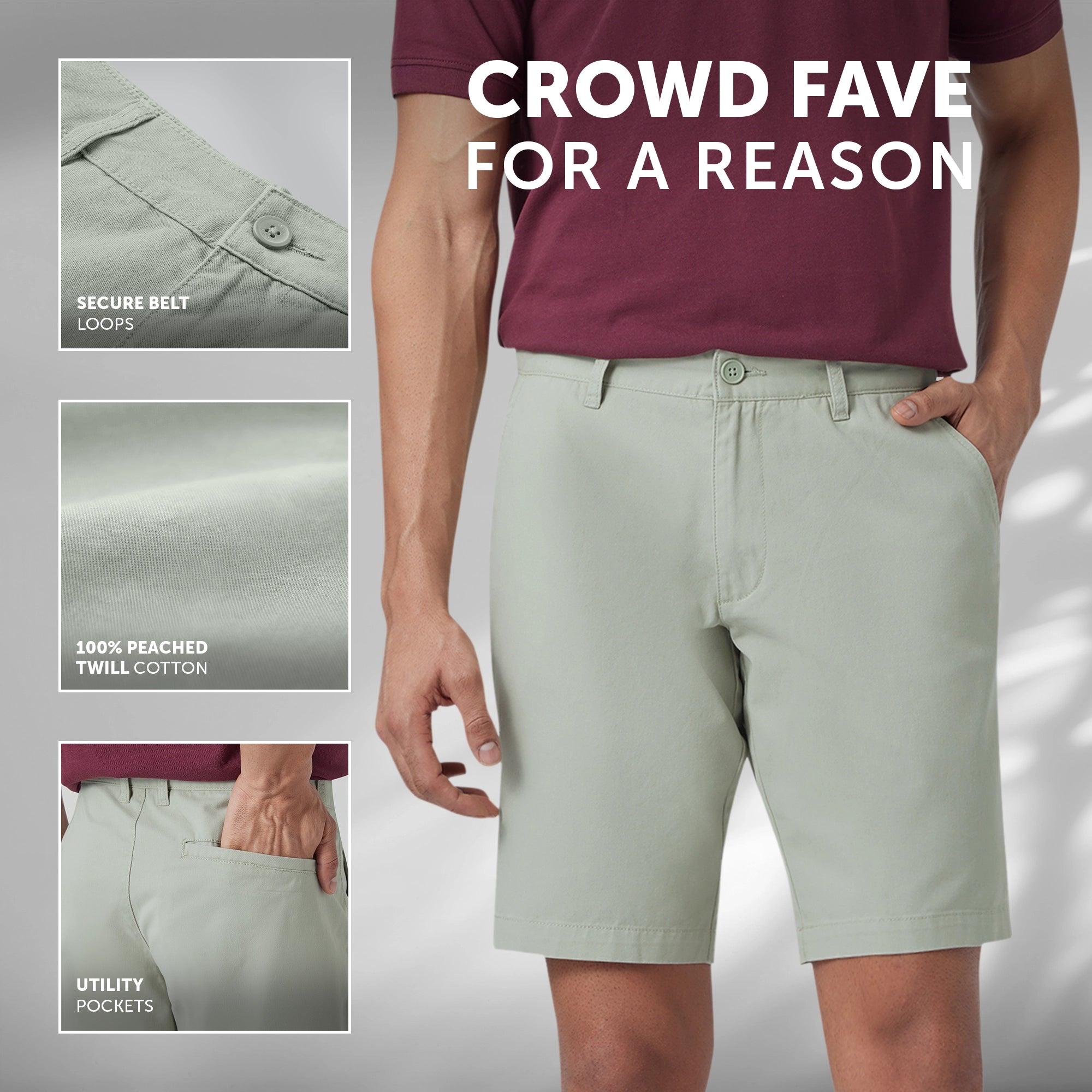 Element Cotton Chinos Shorts For Men Tea Green