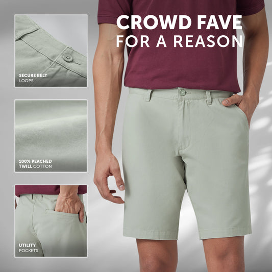Element Cotton Chinos Shorts For Men Tea Green