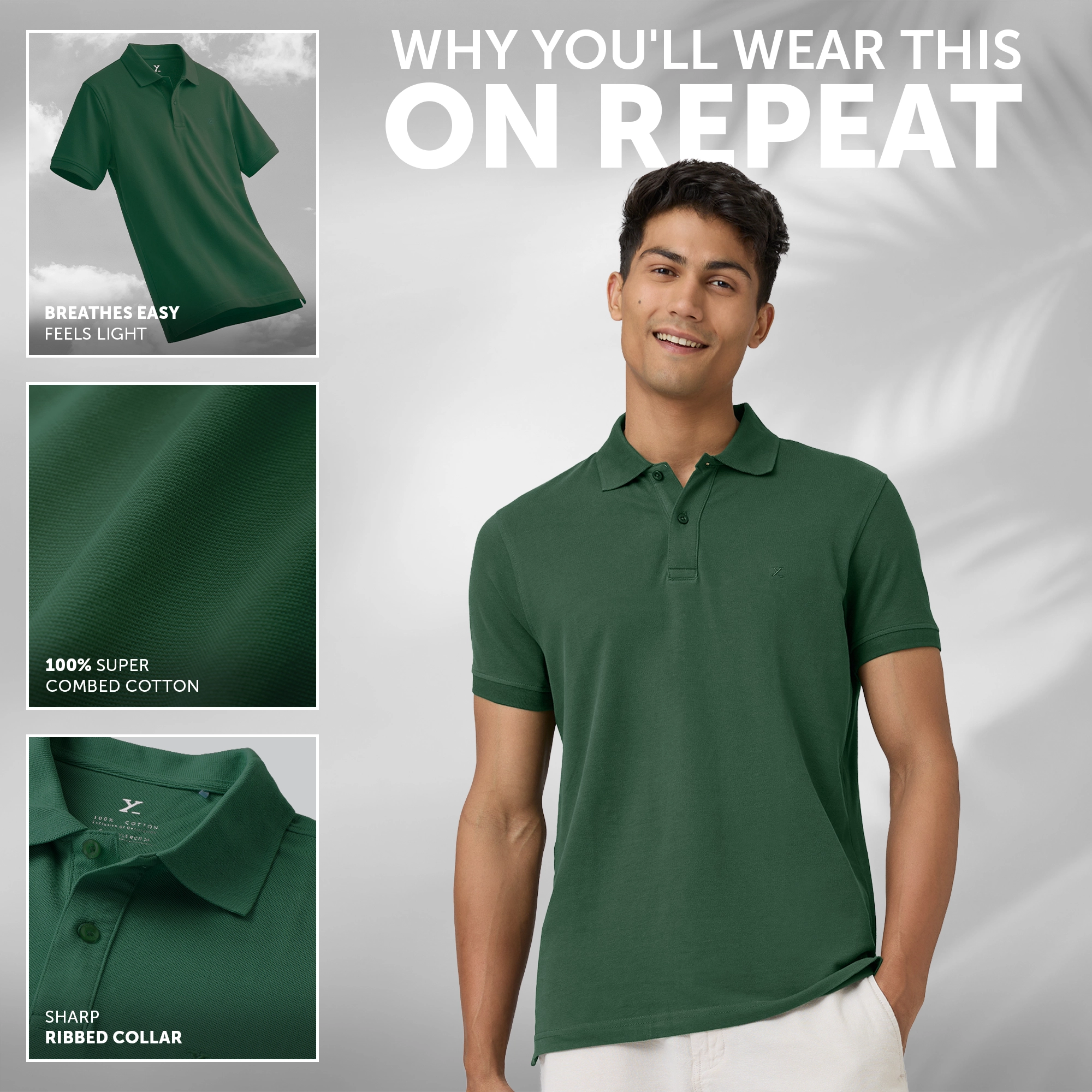 Nova Combed Cotton Polo T-shirts Basil Green