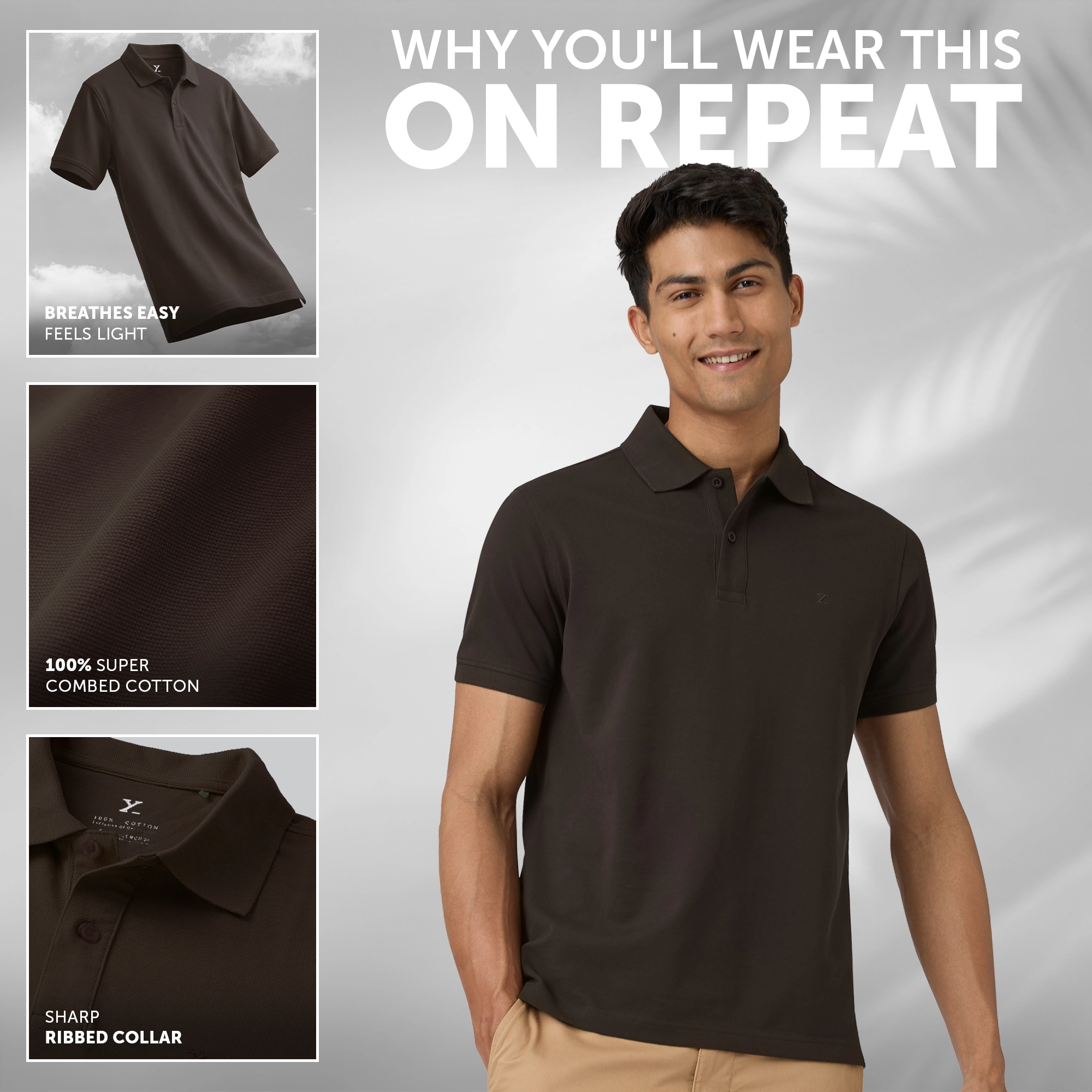 Nova Combed Cotton Polo T-shirts Mocha Brown