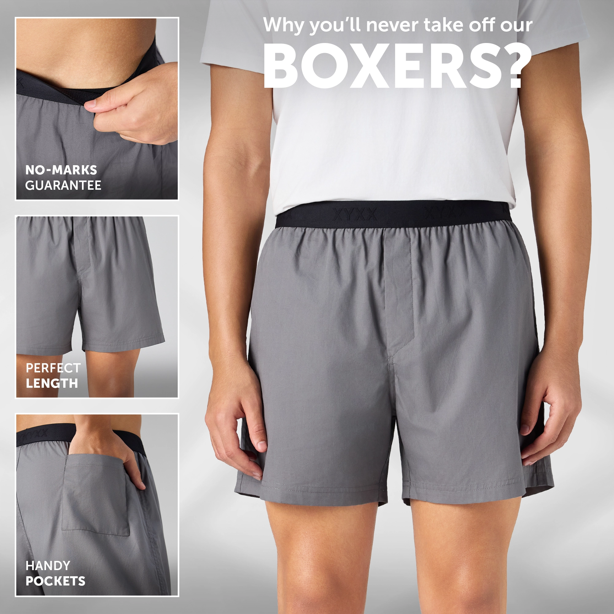 Solid Inner Boxers - Graphite Grey