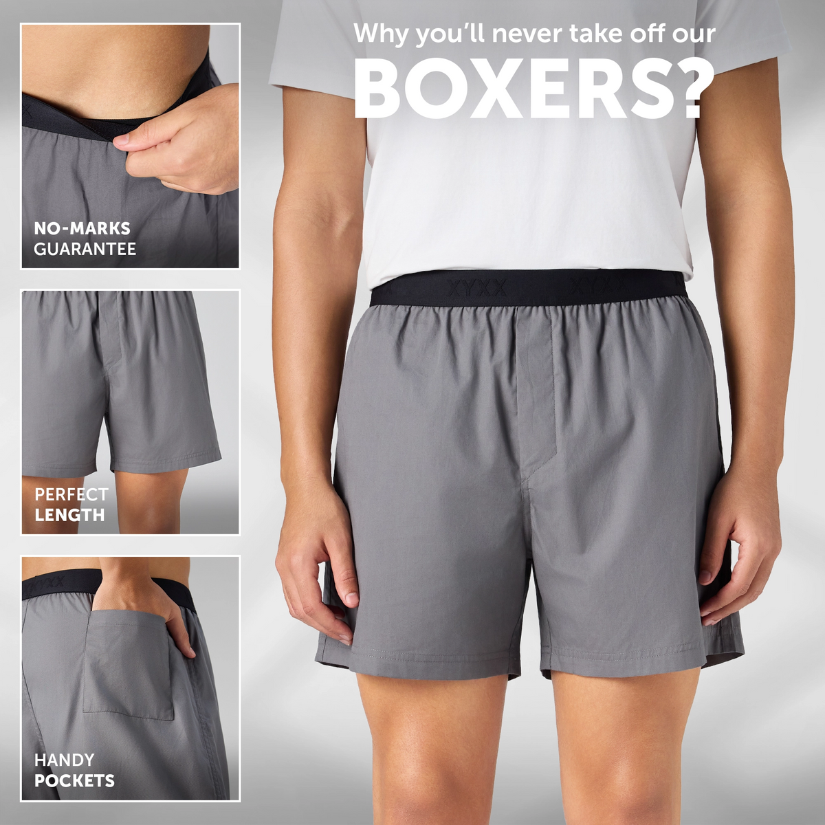 Solid Inner Boxers - Graphite Grey
