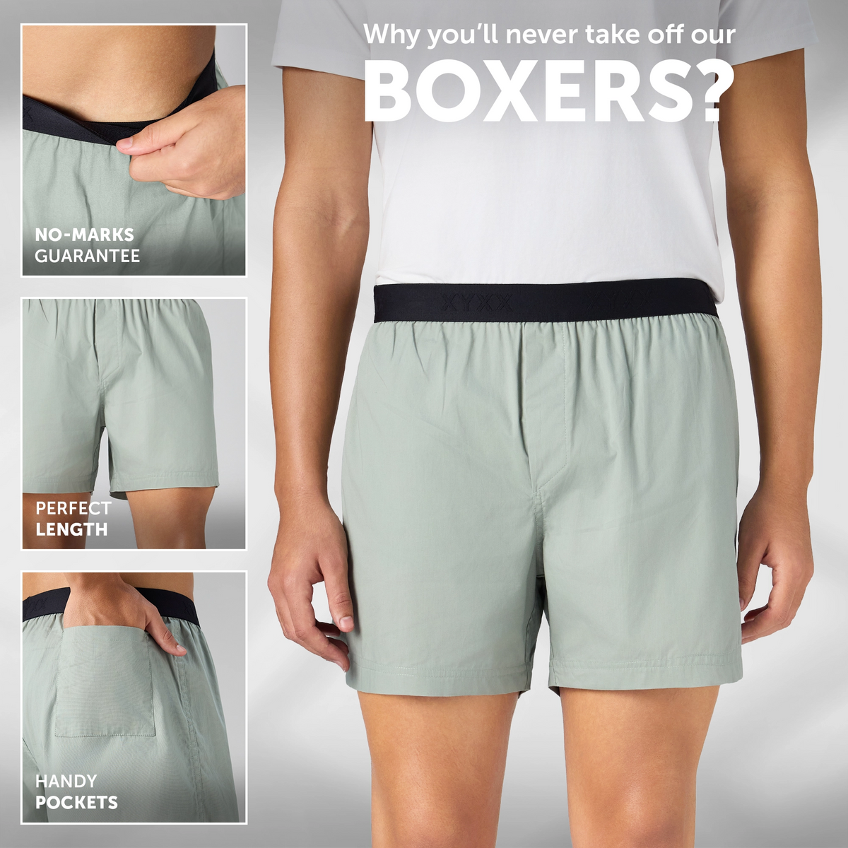 Solid Inner Boxers - Sage Green