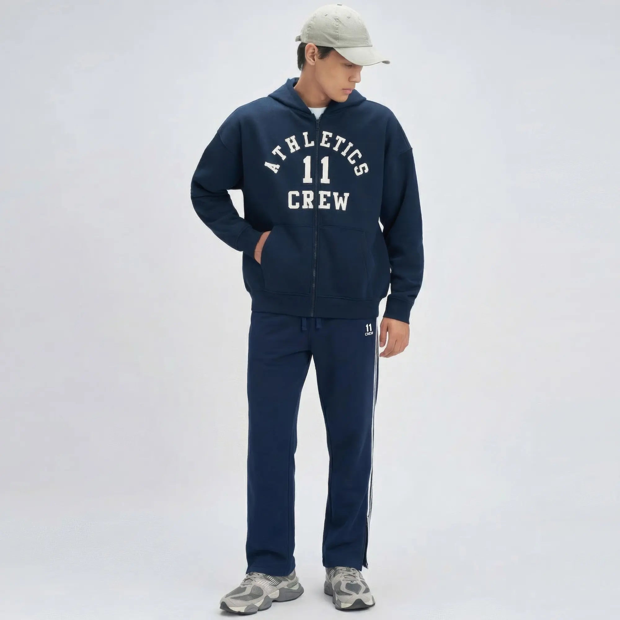 Oversized Zipper Hoodie and Trackpants Co-ord Set Blue Nights