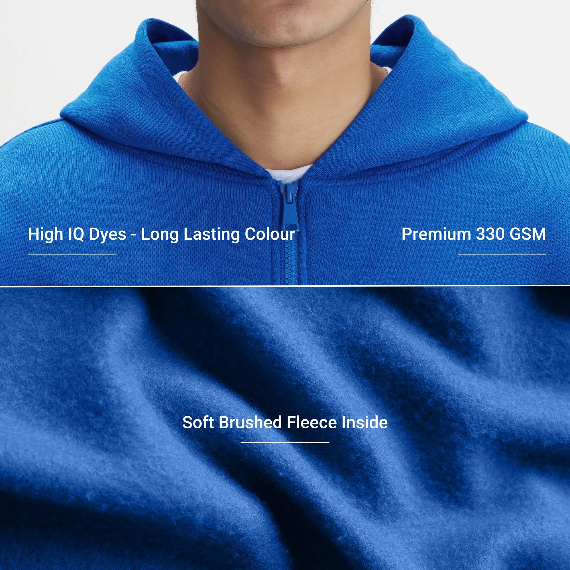 Crew Oversized Zipper Hoodie  - Campus Blue