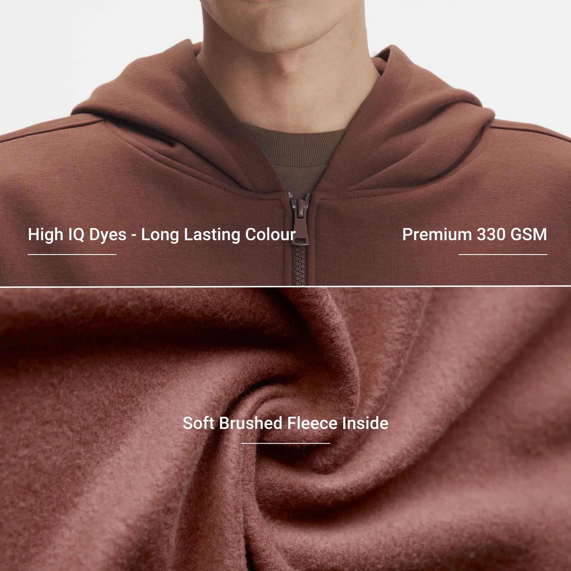 Crew Oversized Zipper Hoodie  -  Espresso Brown