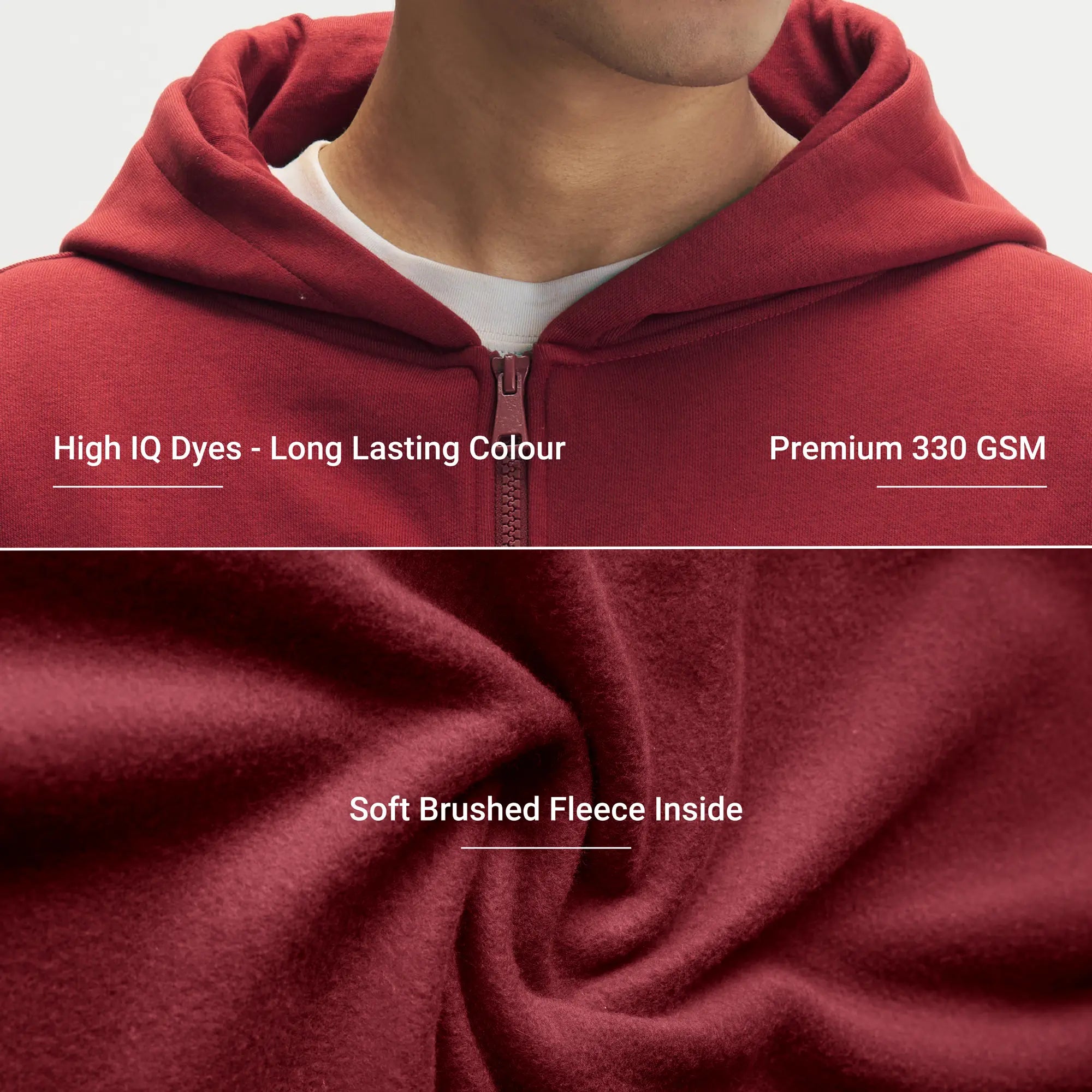 Crew Oversized Zipper Hoodie  -  Varsity Red