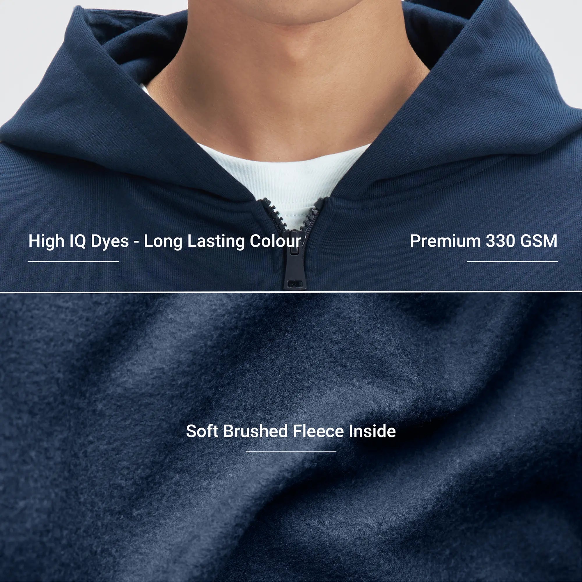 Crew Oversized Zipper Hoodie  -  Blue Nights