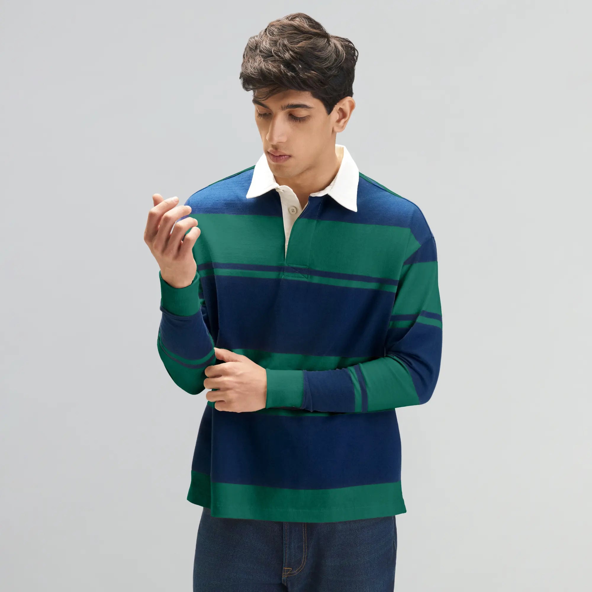 Rugby Polo T-shirt - Ivy Green & Blue Nights