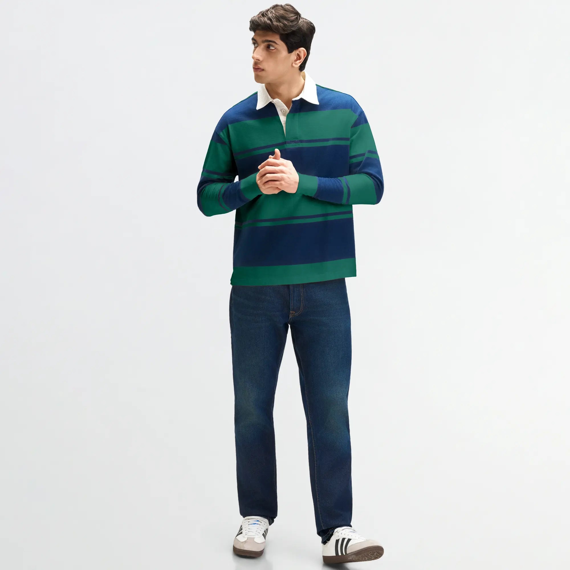 Rugby Polo T-shirt - Ivy Green & Blue Nights