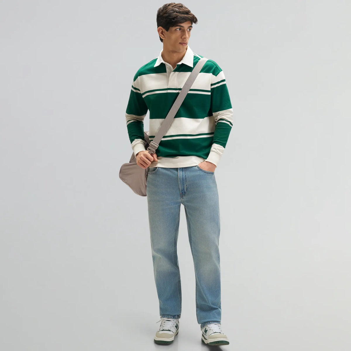 Rugby Polo T-shirt - Canvas White & Ivy Green