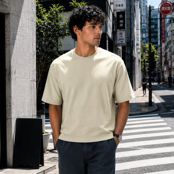 Boxy Oversized Crewneck T-shirt - Cascade Grey