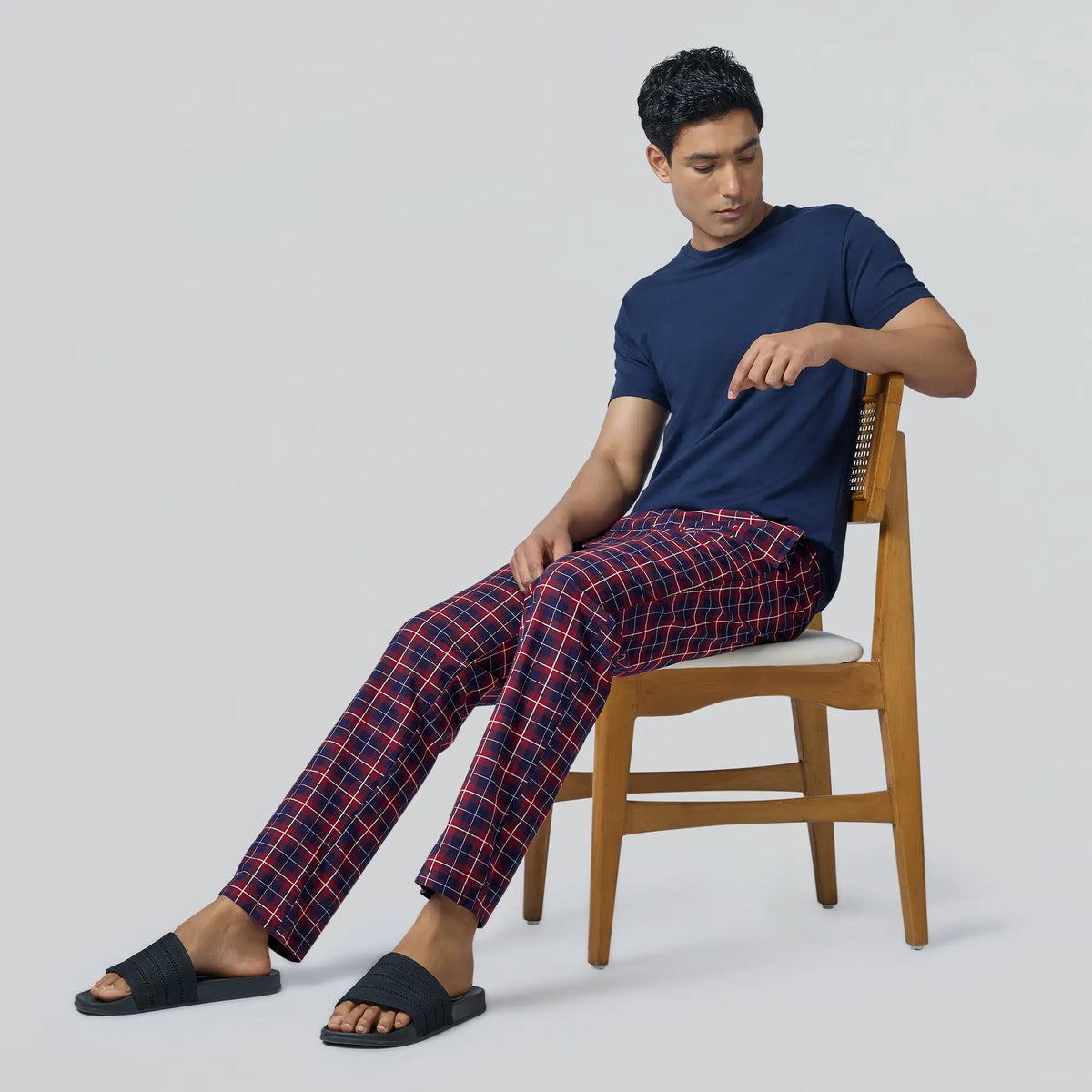 Checkmate Combed Cotton Pyjamas Autumn Maroon