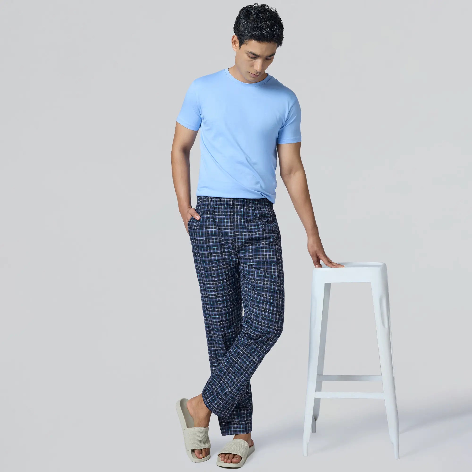 Checkmate Combed Cotton Pyjamas Midnight Blue - XYXX Apparels