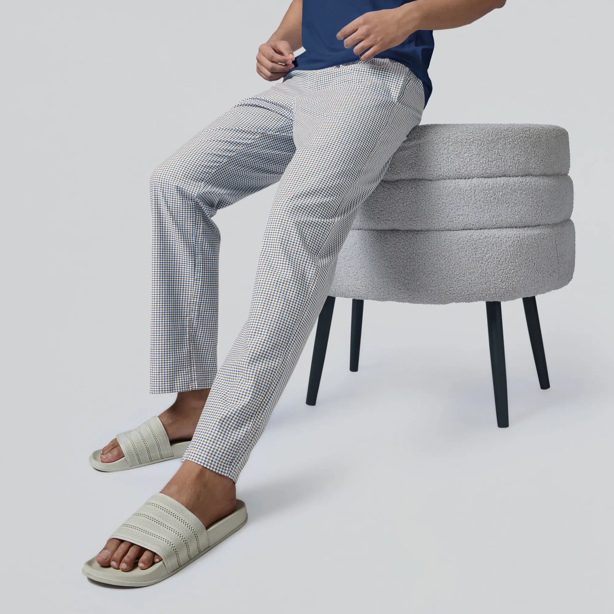 Checkmate Combed Cotton Pyjamas Sandy Blue - XYXX Apparels