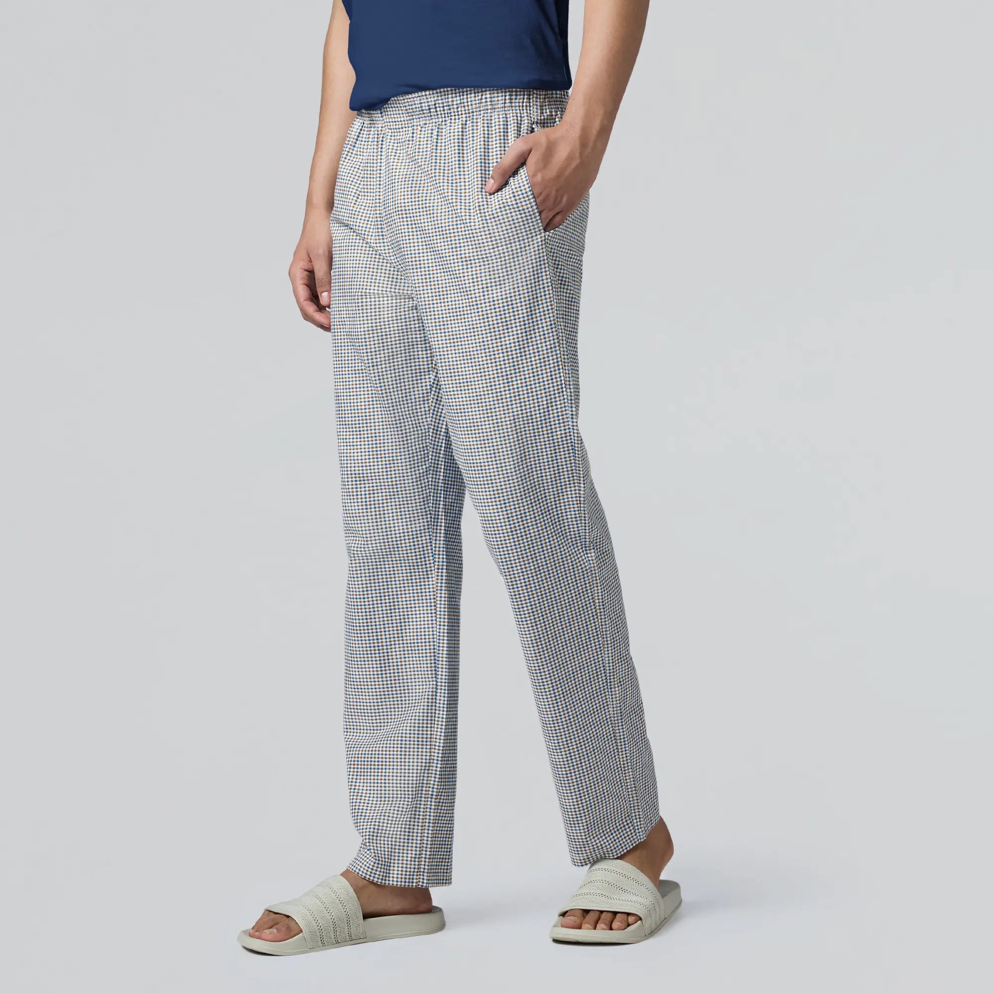 Checkmate Combed Cotton Pyjamas Sandy Blue - XYXX Apparels