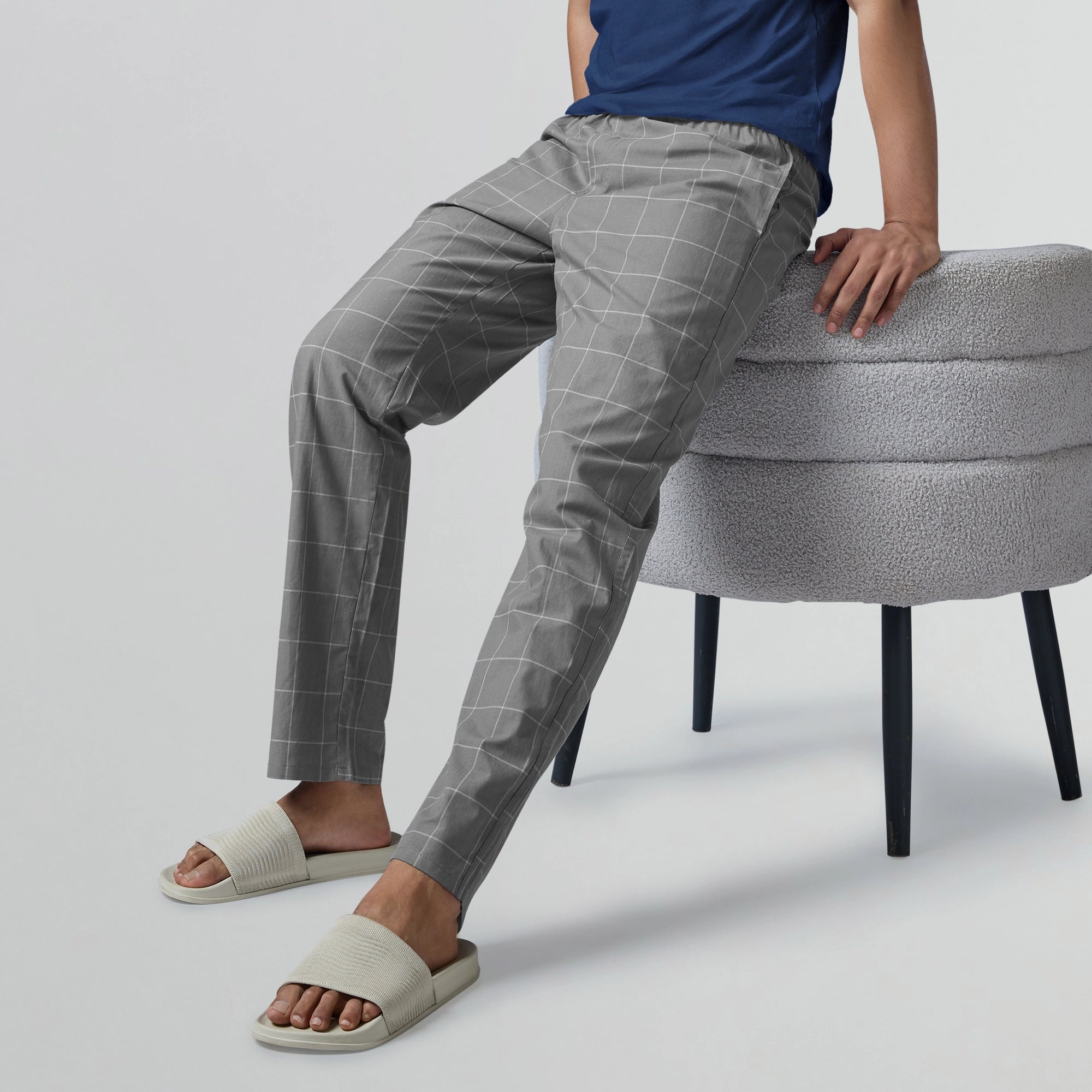 Checkmate Combed Cotton Pyjamas Smoke Grey - XYXX Apparels