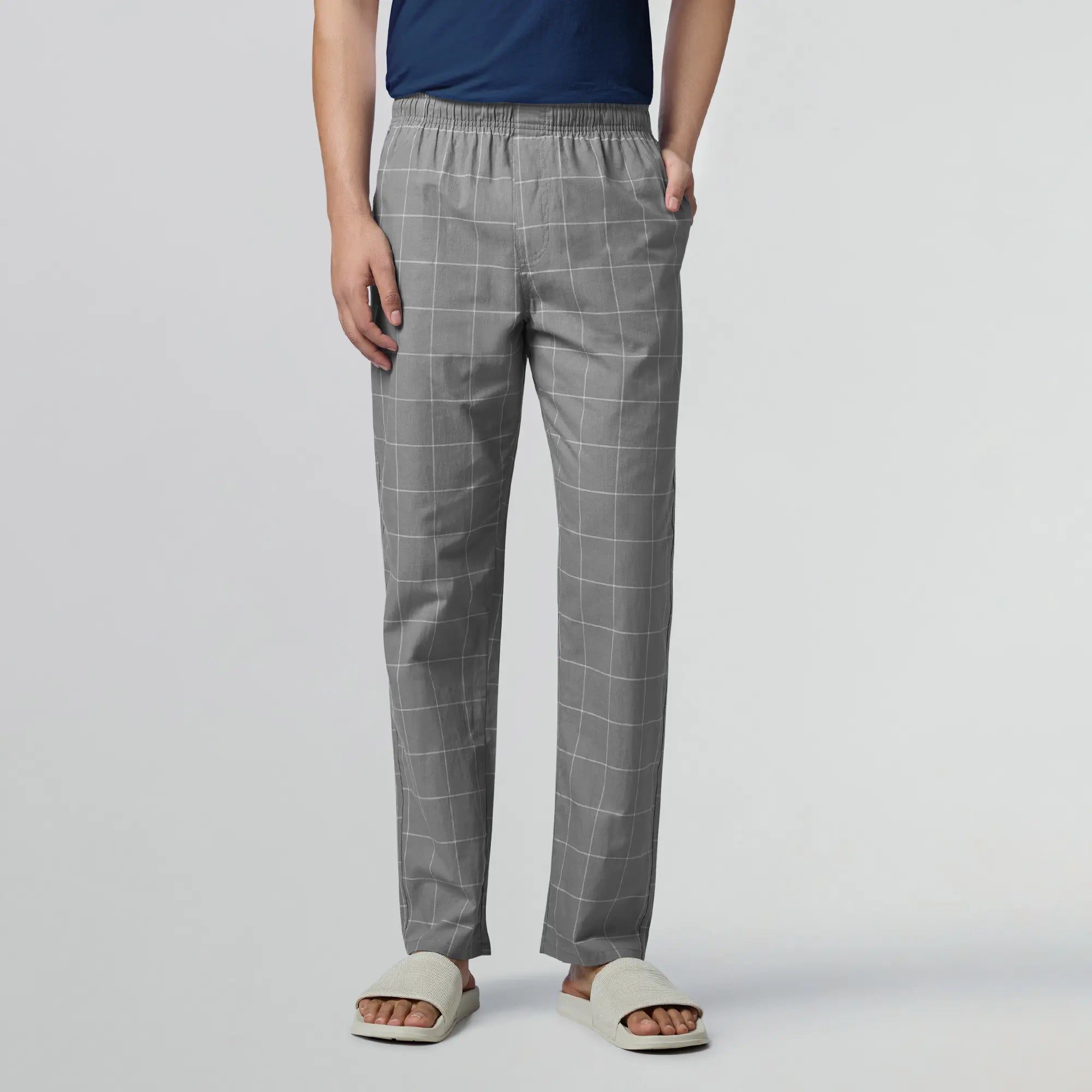 Checkmate Combed Cotton Pyjamas Smoke Grey - XYXX Apparels