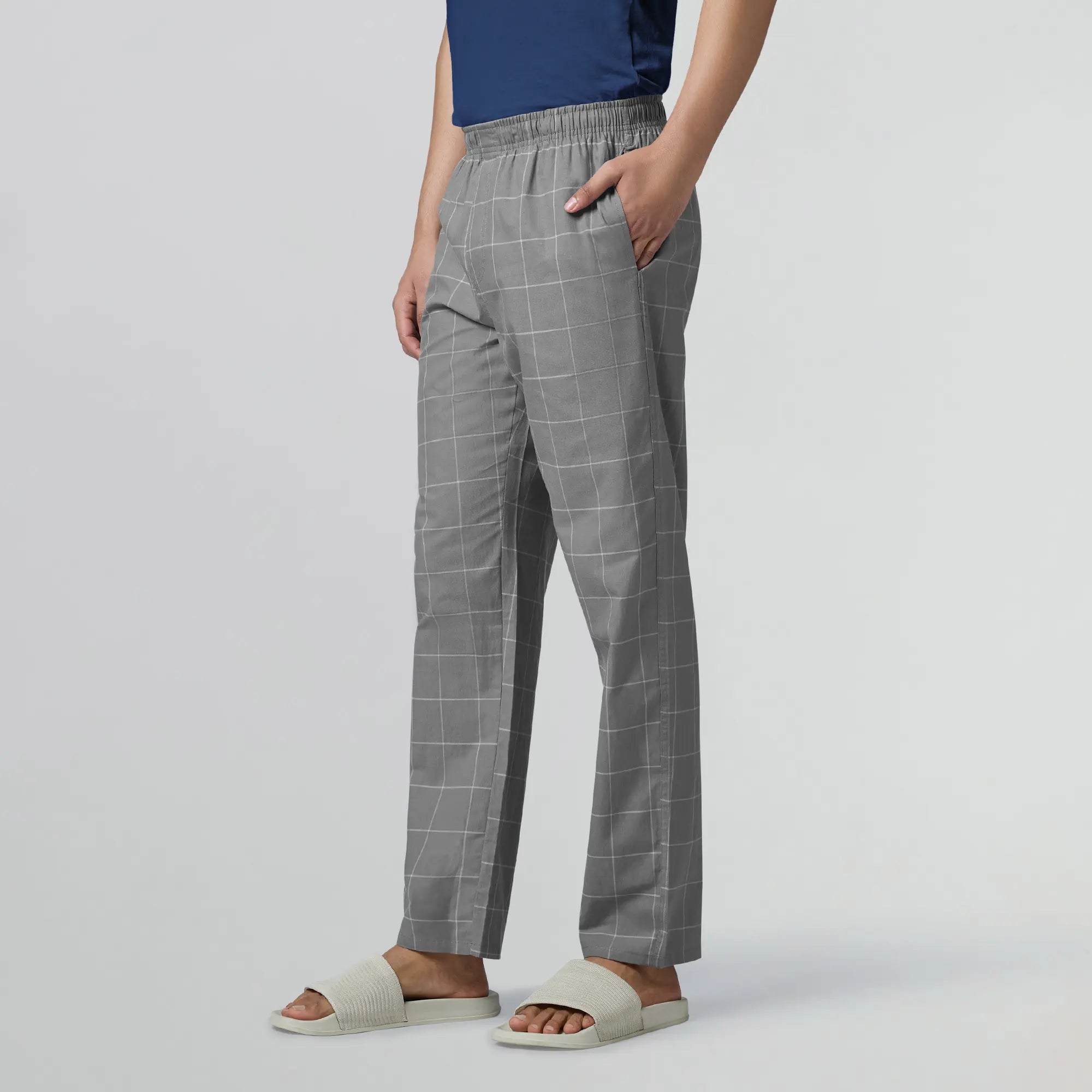 Checkmate Combed Cotton Pyjamas Smoke Grey - XYXX Apparels