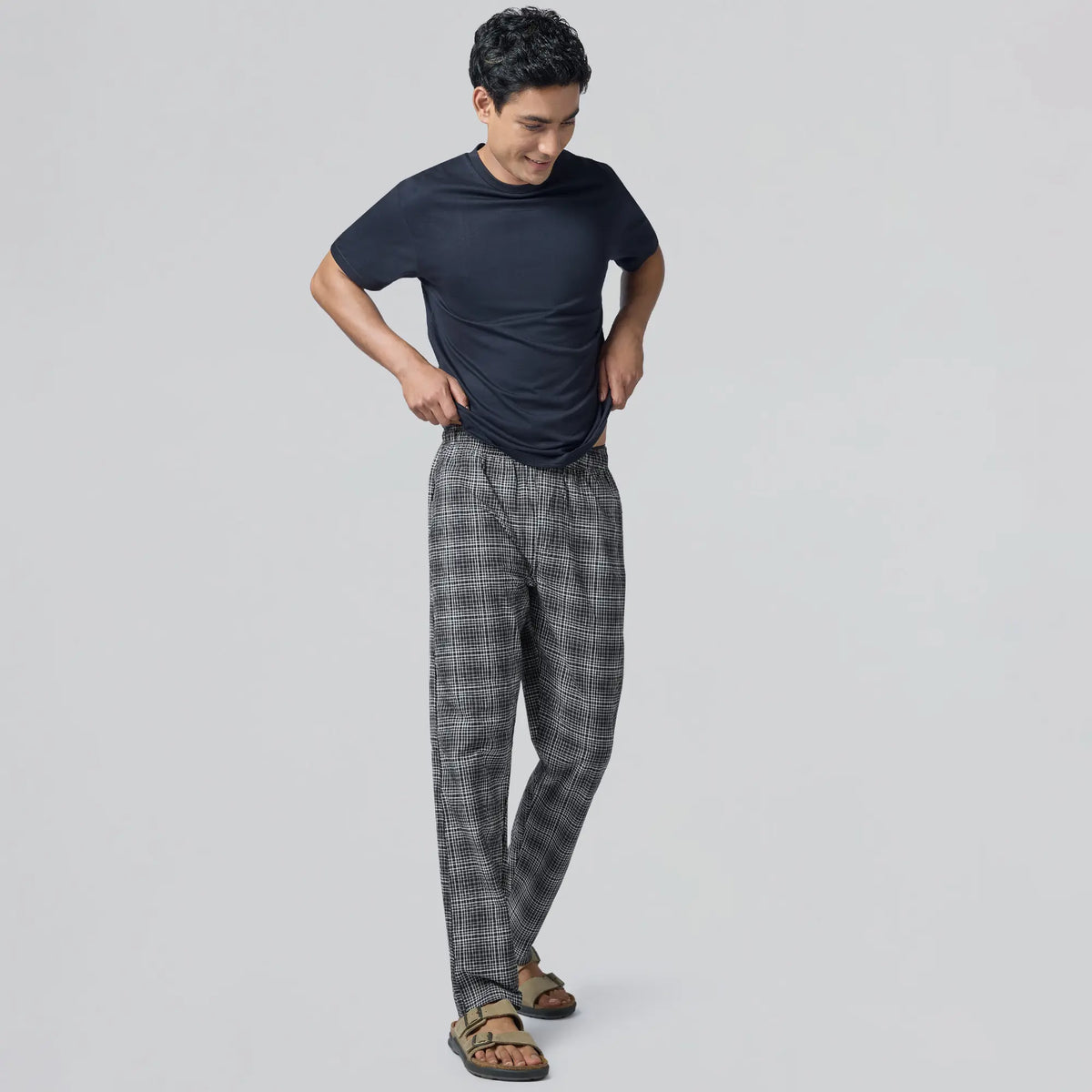 Checkmate Combed Cotton Pyjamas Smoke Grey - XYXX Apparels