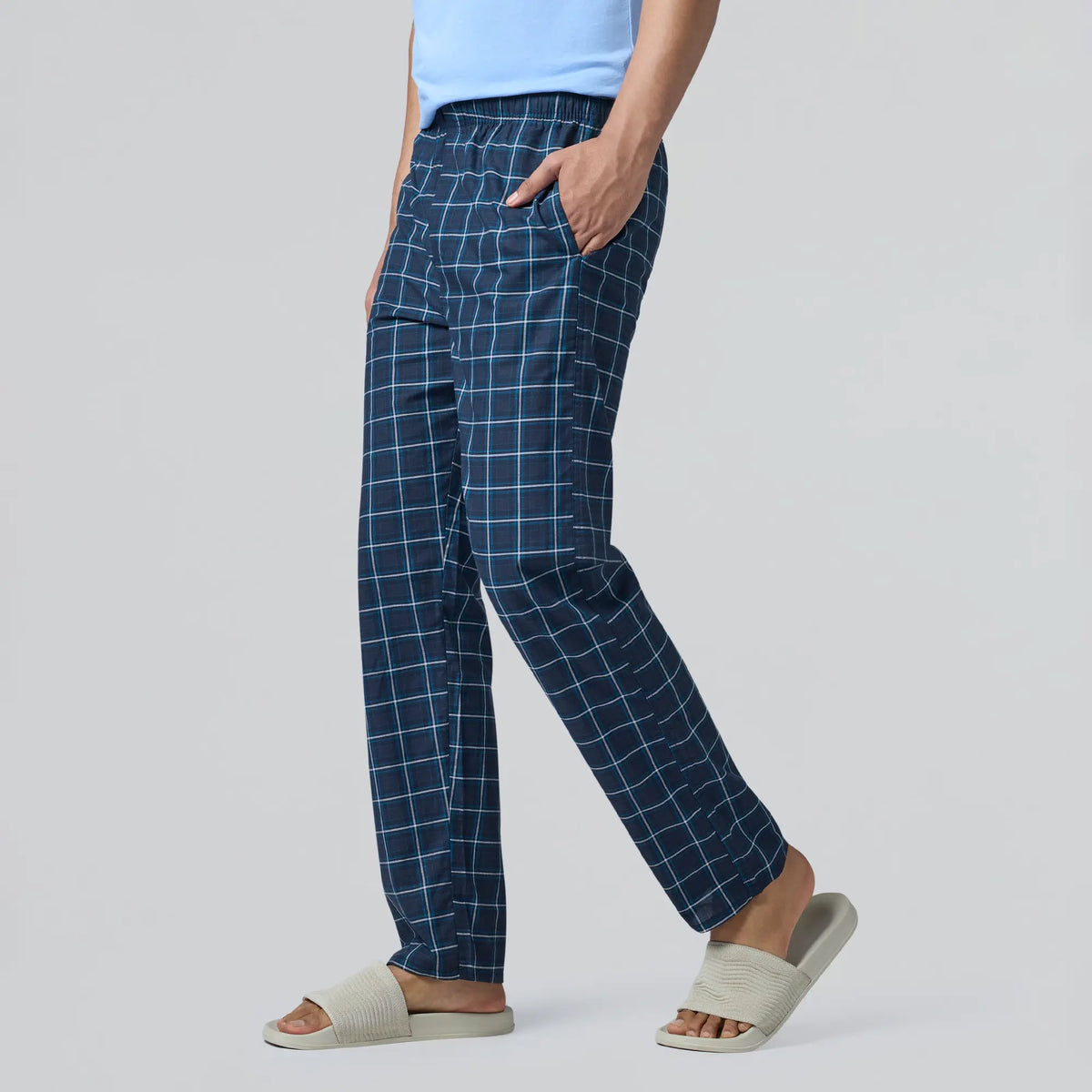 Checkmate Combed Cotton Pyjamas Vivid Blue - XYXX Apparels
