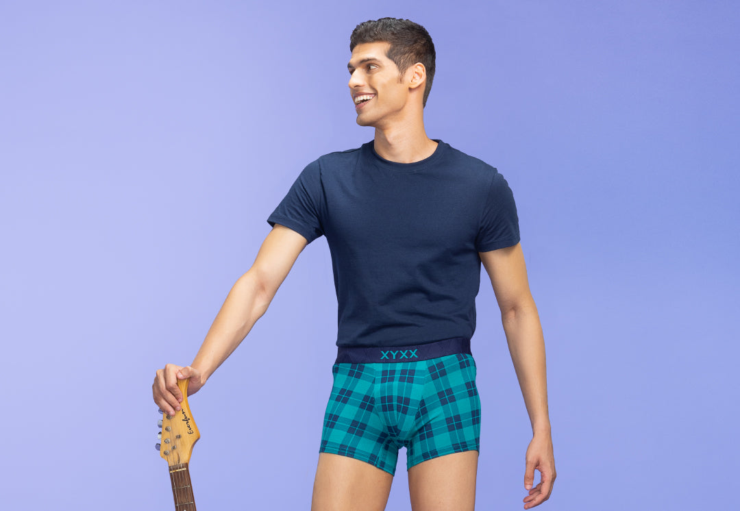 Checkmate Modal-Cotton Aqua Green