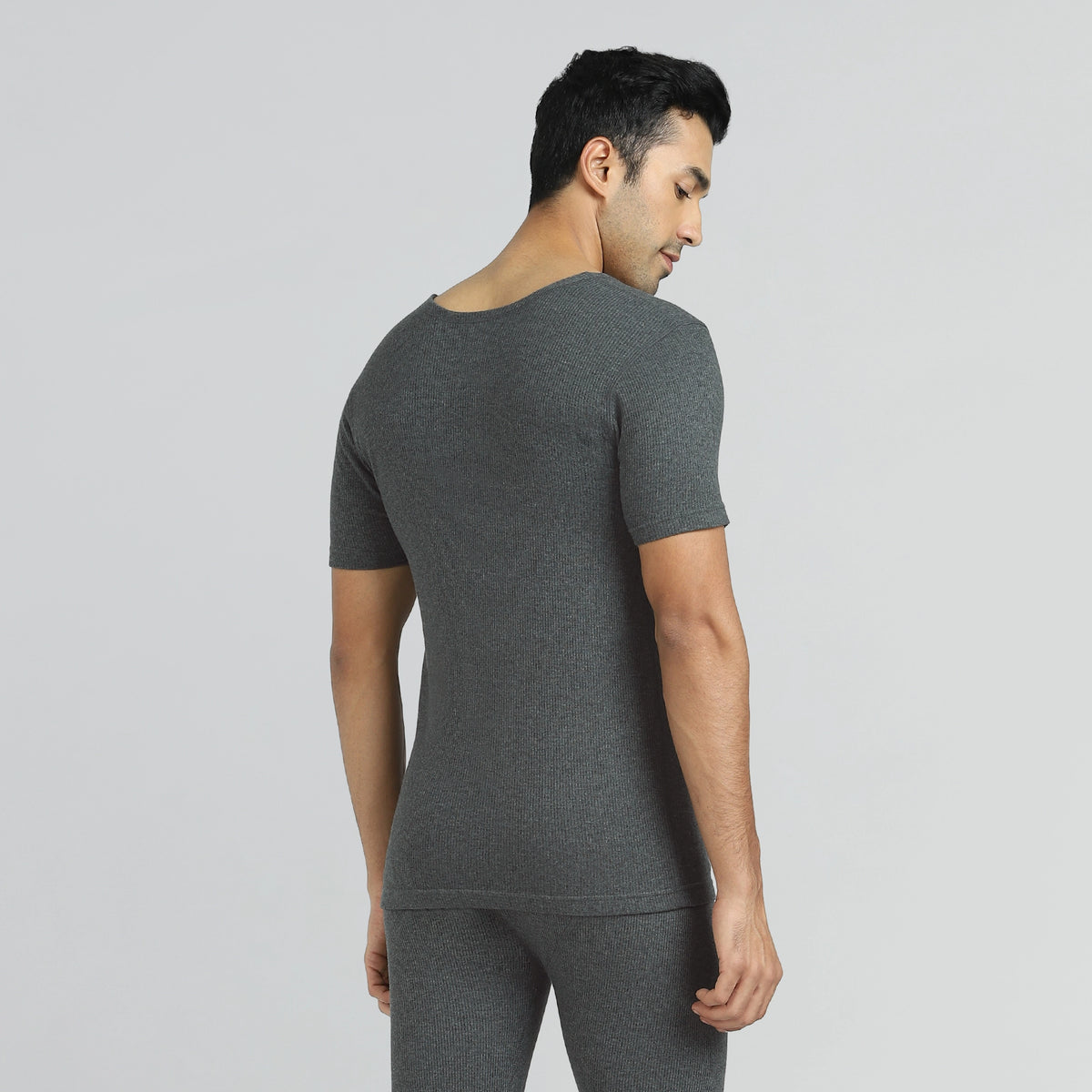 Cotton Rich Thermal Short Sleeve Vest Graphite Grey