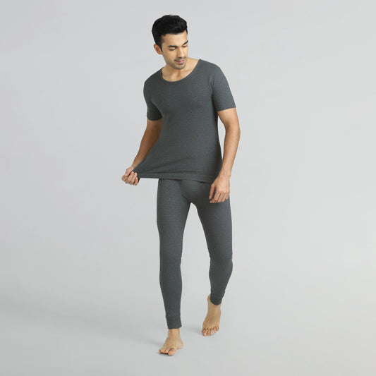 Cotton Rich Thermal Short Sleeve Vest Graphite Grey