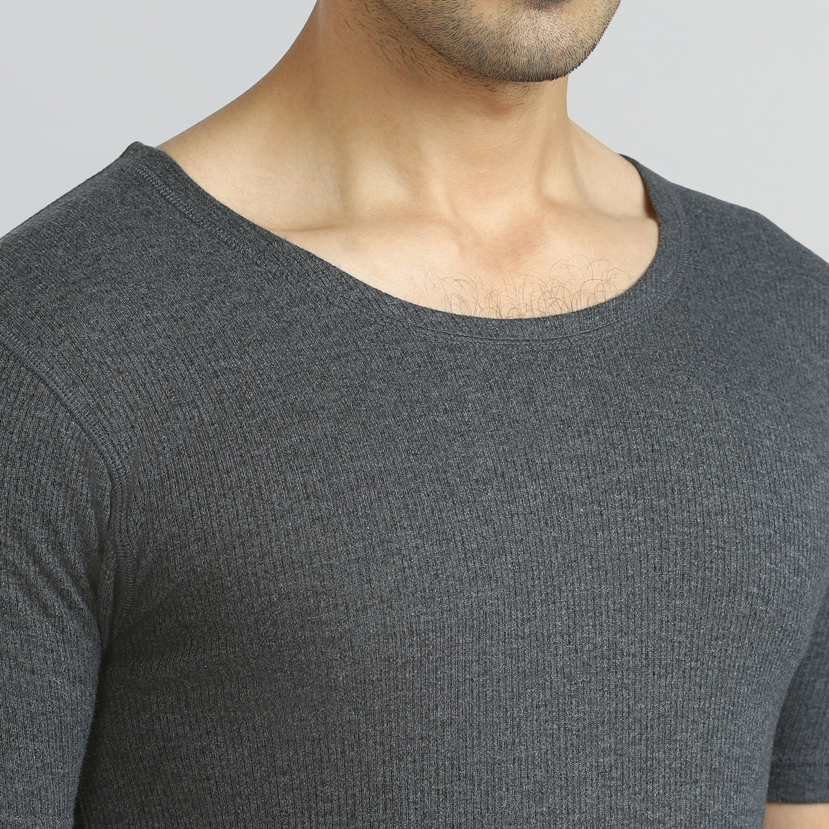 Cotton Rich Thermal Short Sleeve Vest Graphite Grey
