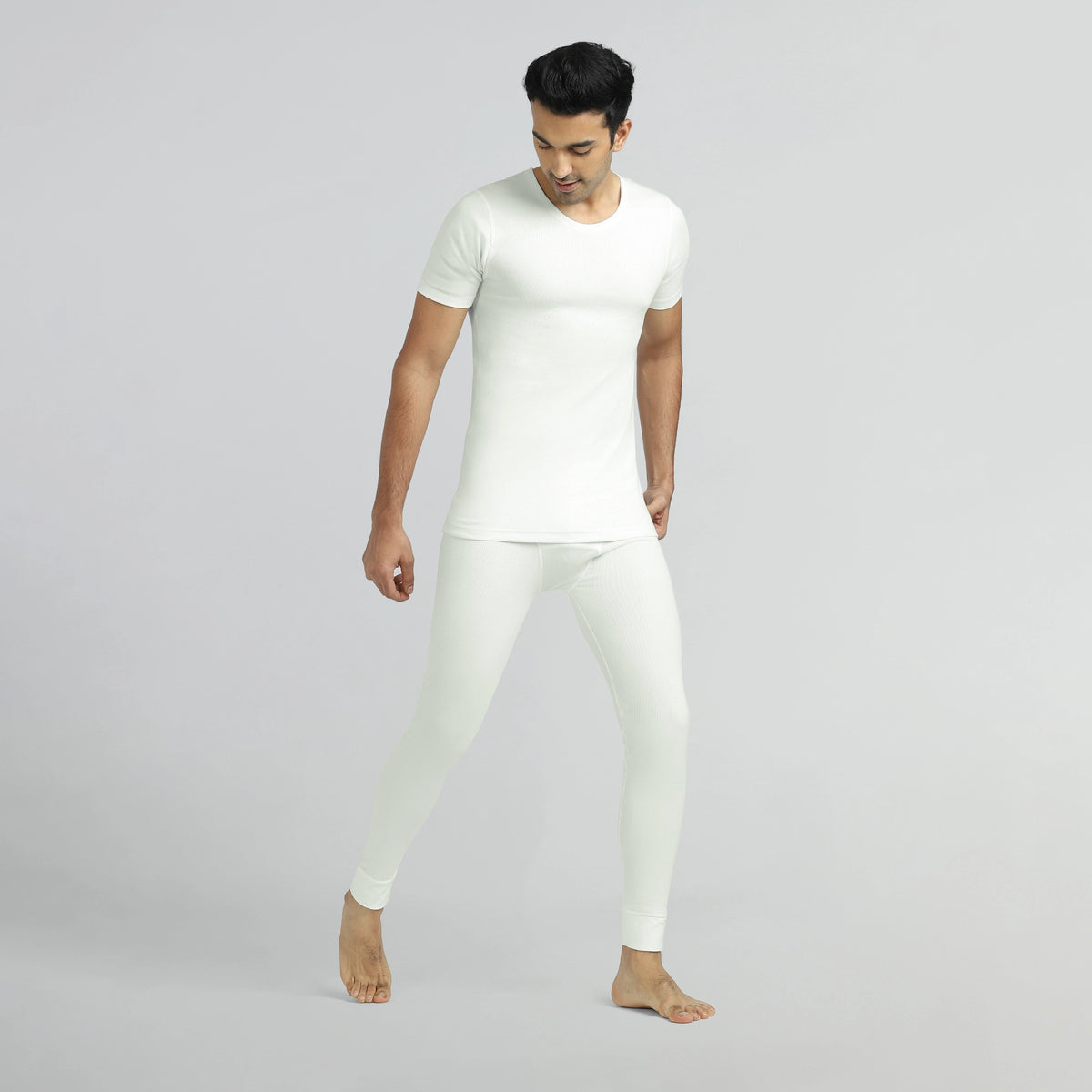 Cotton Rich Thermal Short Sleeve Vest Ivory White