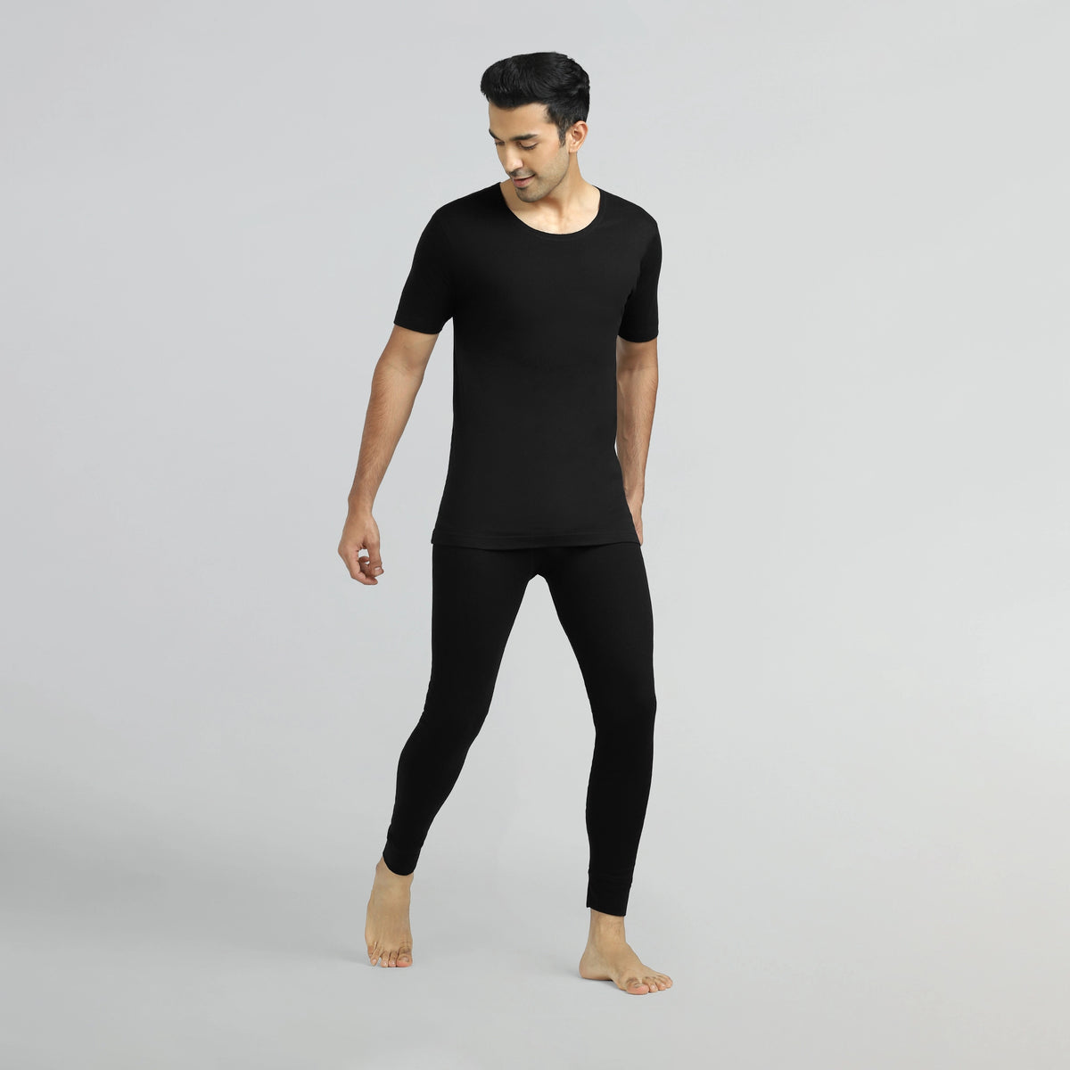 Cotton Rich Thermal Short Sleeve Vest Pitch Black