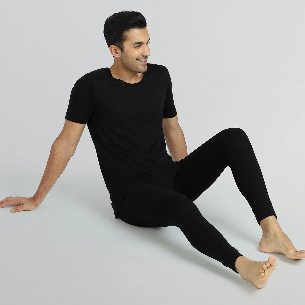 Cotton Rich Thermal Short Sleeve Vest Pitch Black