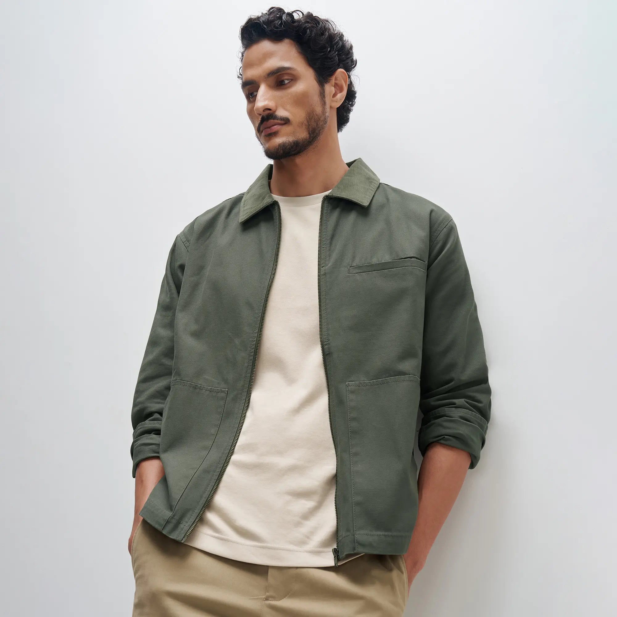 Cotton Canvas Jacket - Dusty Olive