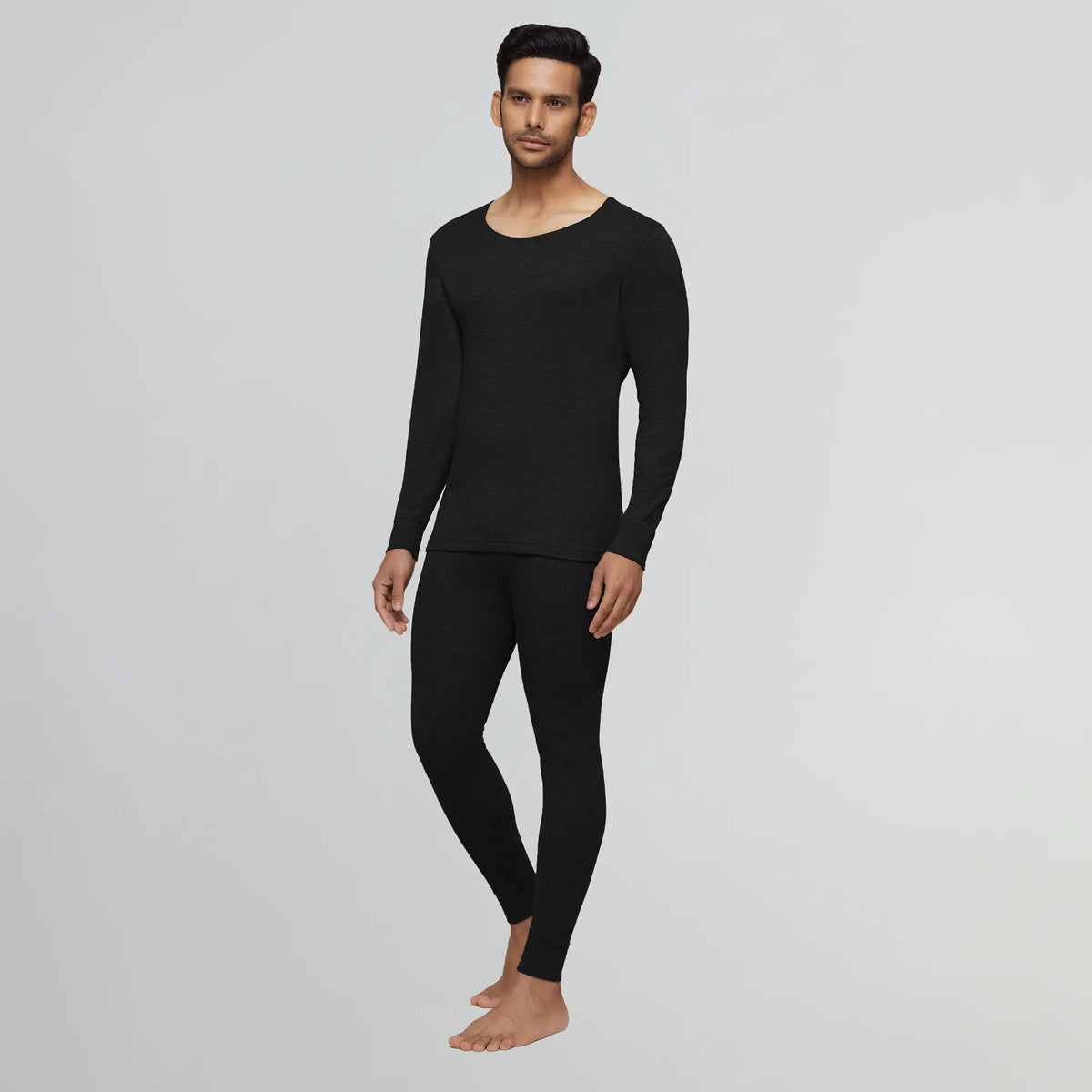 Cotton Rich Thermal Long Johns Pitch Black - XYXX Apparels