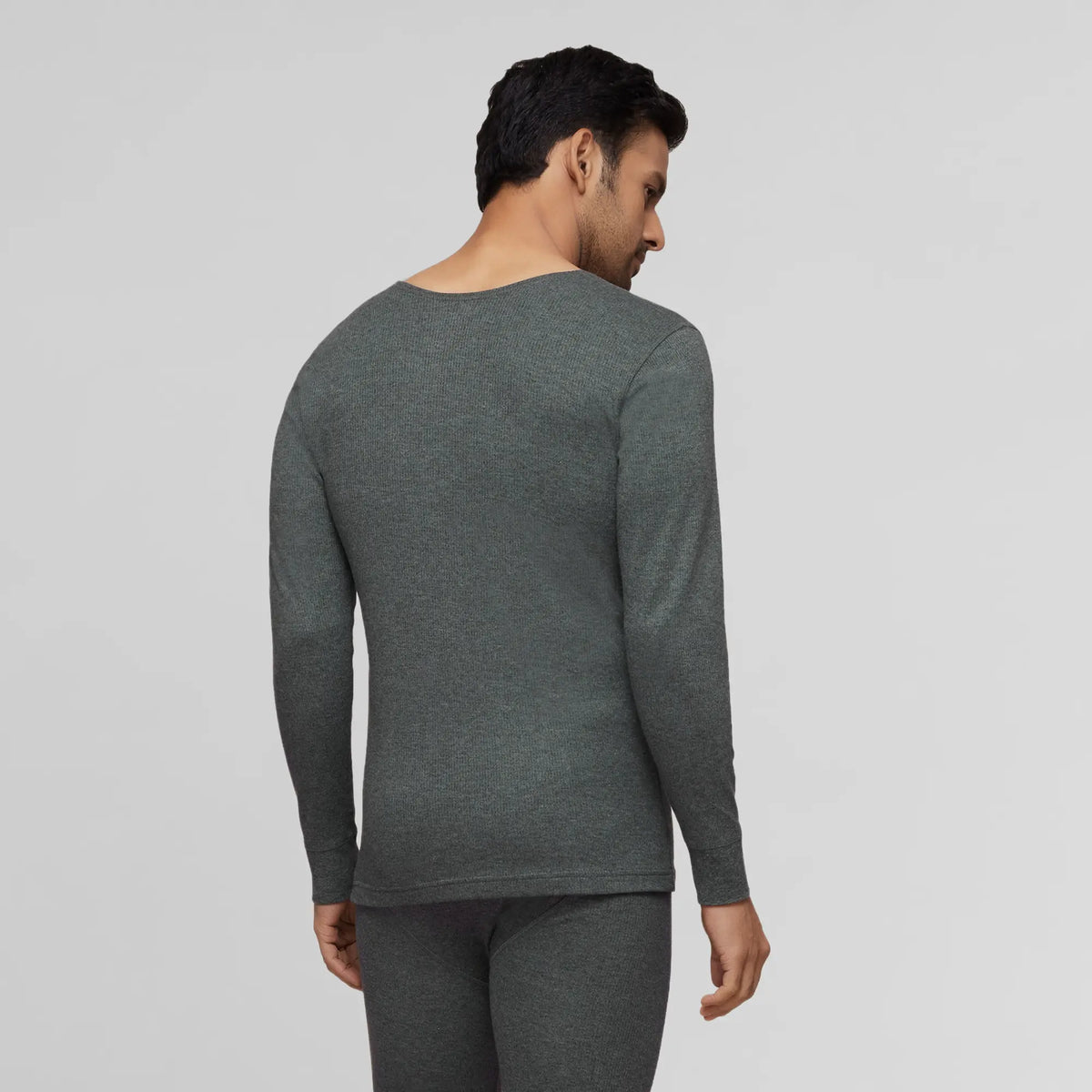 Cotton Rich Thermal Long Sleeve Vest Graphite Grey