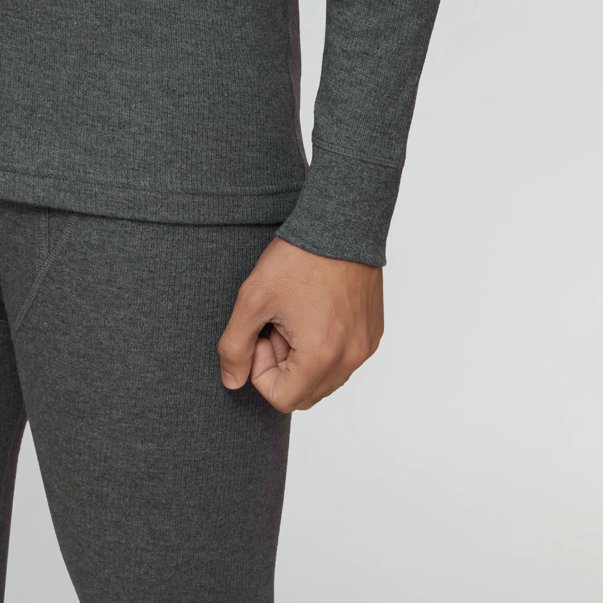 Cotton Rich Thermal Long Sleeve Vest Graphite Grey