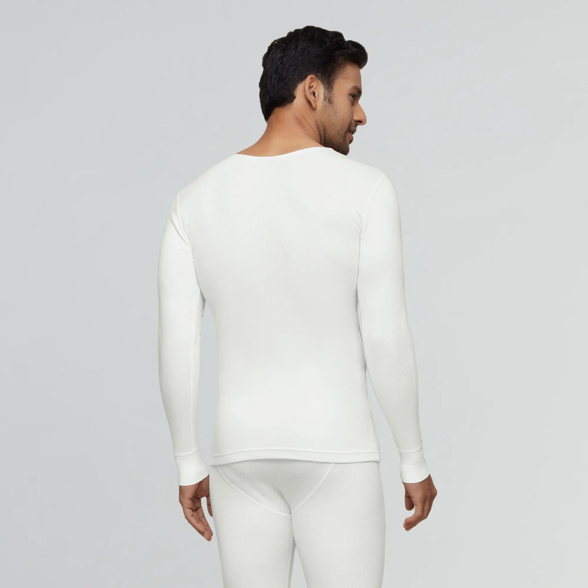Cotton Rich Thermal Long Sleeve Vest Ivory White