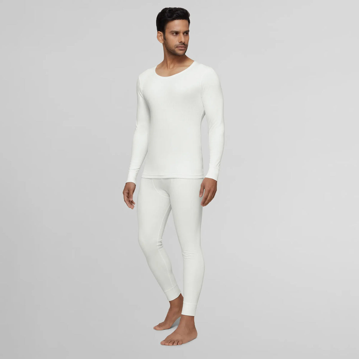 Cotton Rich Thermal Long Sleeve Vest Ivory White