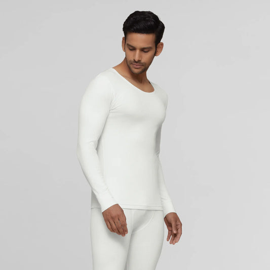 Cotton Rich Thermal Long Sleeve Vest Ivory White