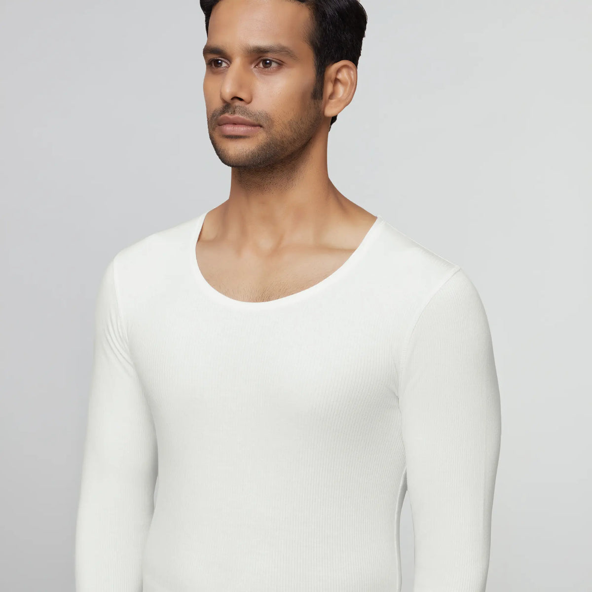 Cotton Rich Thermal Long Sleeve Vest Ivory White