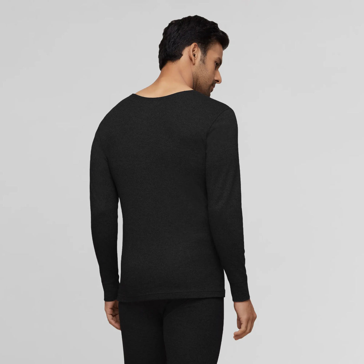 Cotton Rich Thermal Long Sleeve Vest Pitch Black - XYXX Apparels