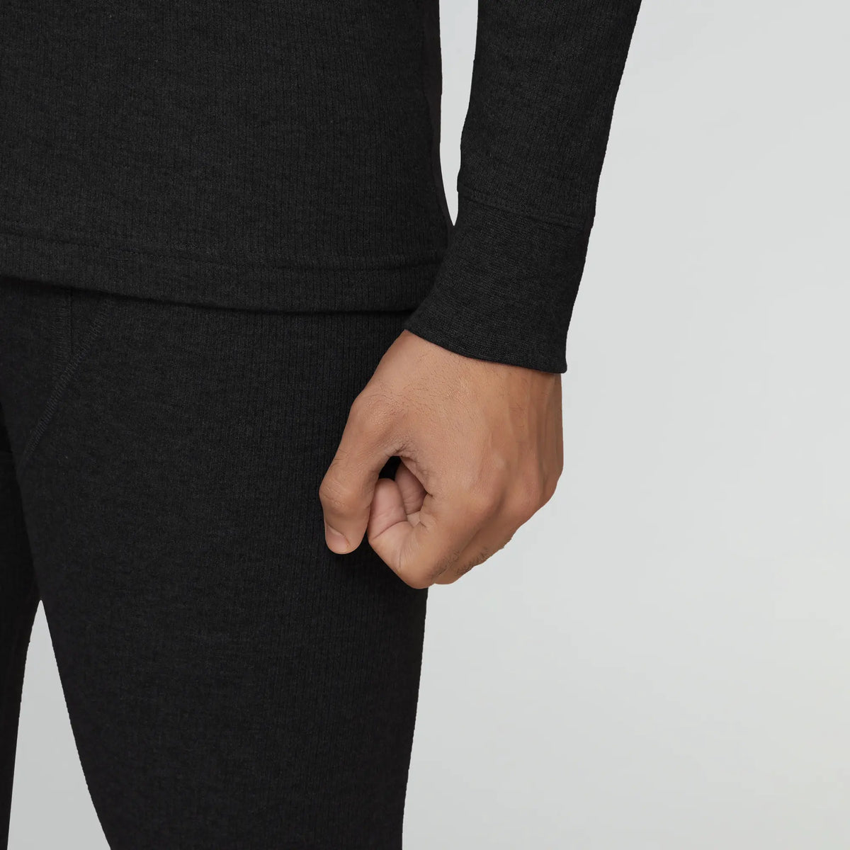 Cotton Rich Thermal Long Sleeve Vest Pitch Black - XYXX Apparels