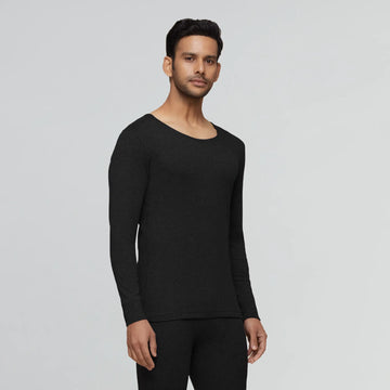 Cotton Rich Thermal Long Sleeve Vest Pitch Black - XYXX Apparels