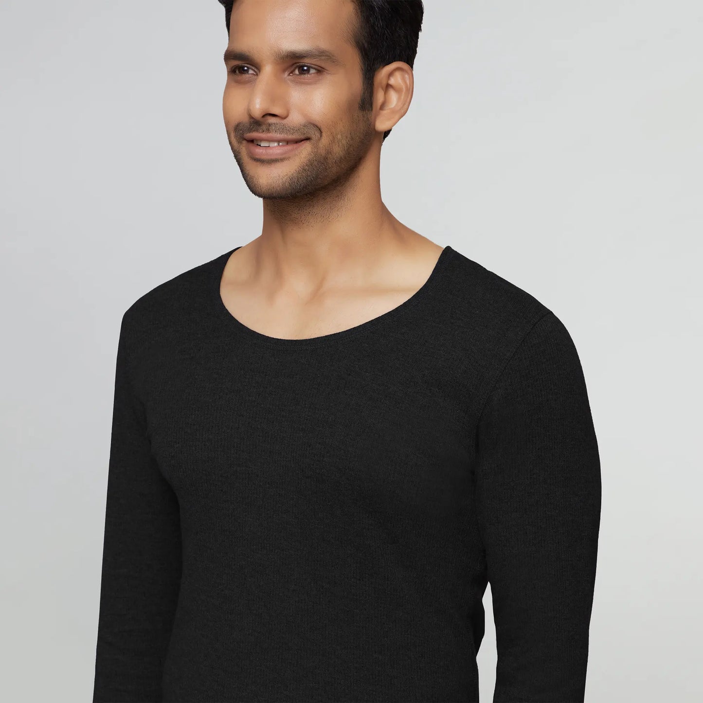 Cotton Rich Thermal Long Sleeve Vest Pitch Black - XYXX Apparels