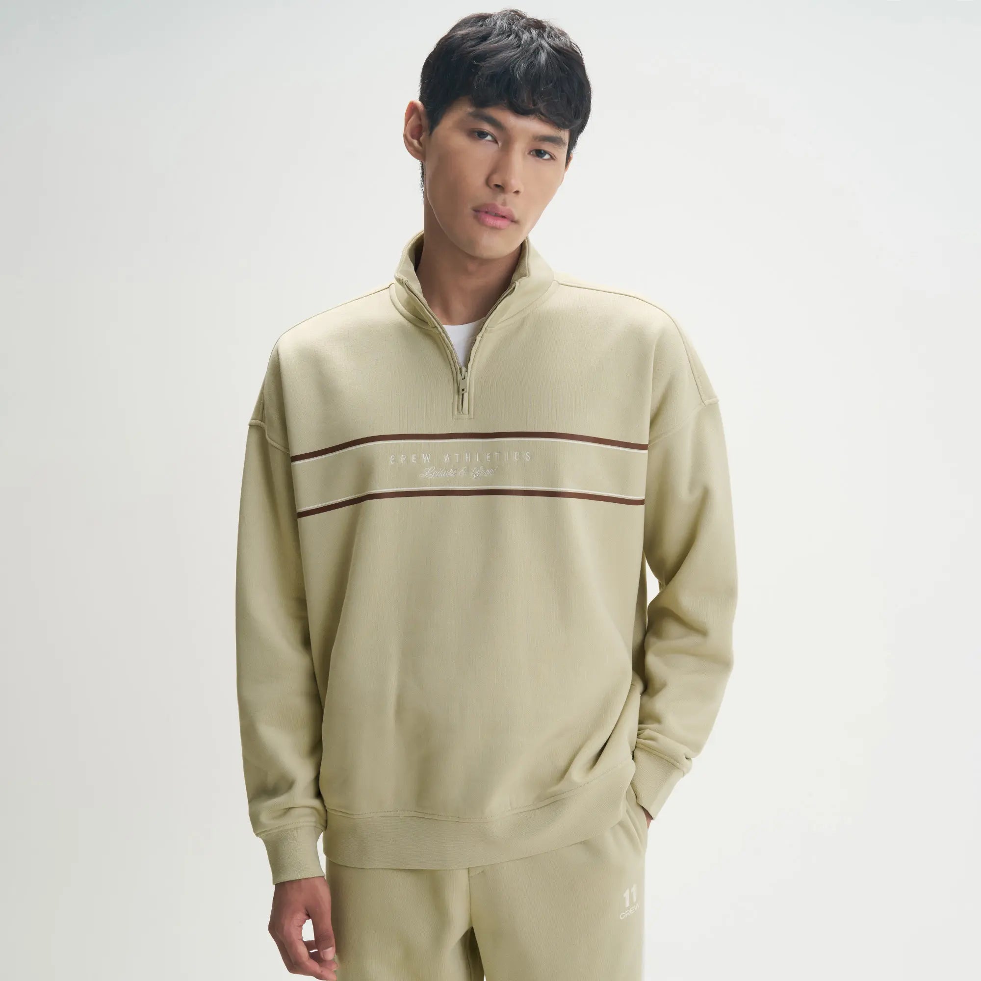 Crew Oversized Half-Zip Sweatshirt -Minted Grey