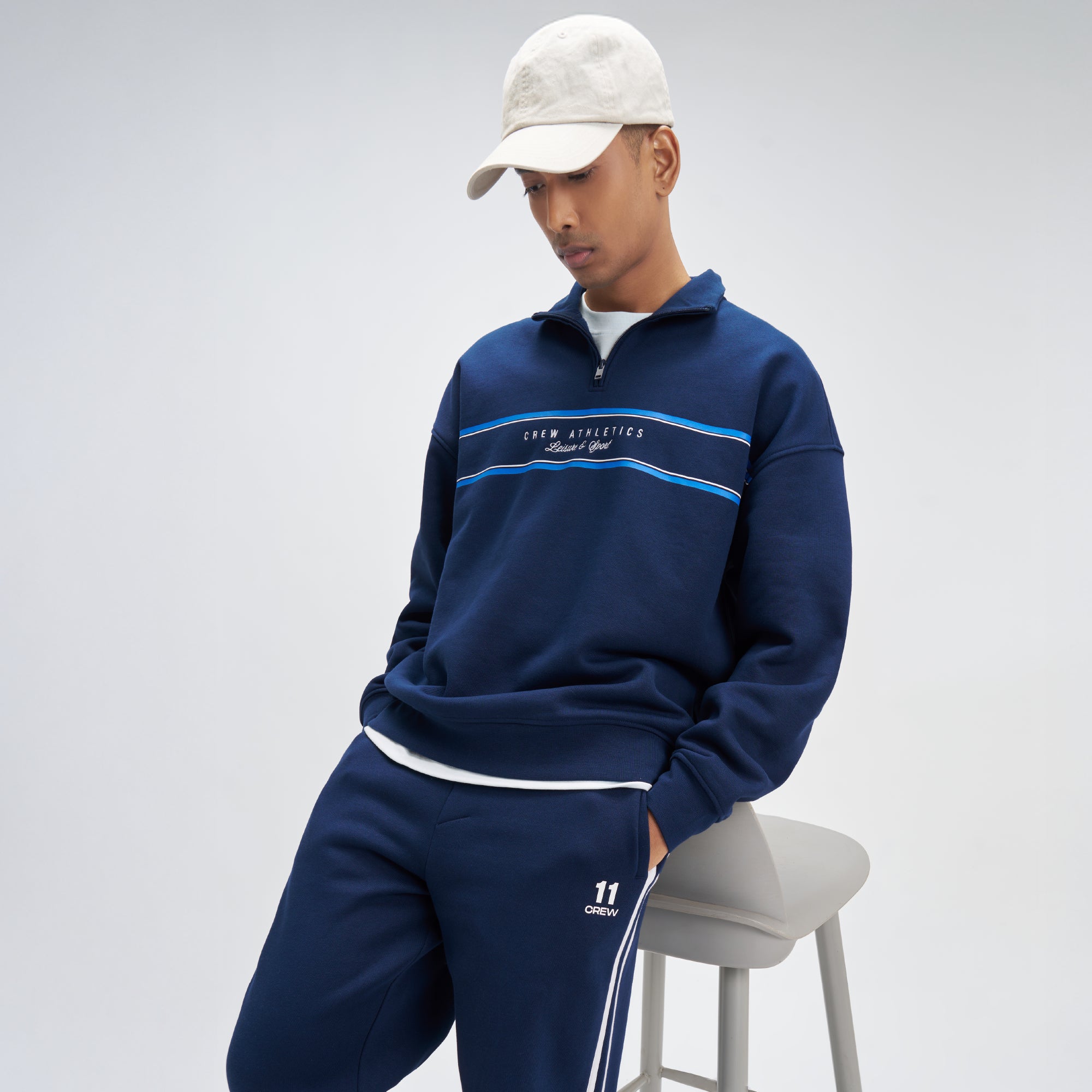 Crew Oversized Half-Zip Sweatshirt  - Blue Nights